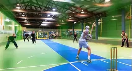 Cricket Indoor: Day & Night - 3 Net Practice Pitches with 2 Bowling Machines